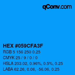 カラーコード: HEX #059CFA3F | qconv.com
