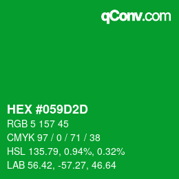 Farbcode: HEX #059D2D | qconv.com