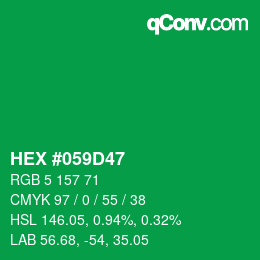 Code couleur: HEX #059D47 | qconv.com