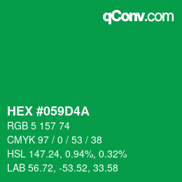 Farbcode: HEX #059D4A | qconv.com