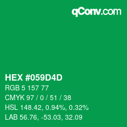 Code couleur: HEX #059D4D | qconv.com