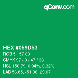 Code couleur: HEX #059D53 | qconv.com