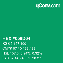 Code couleur: HEX #059D64 | qconv.com