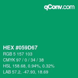 カラーコード: HEX #059D67 | qconv.com