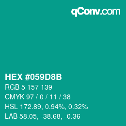 Code couleur: HEX #059D8B | qconv.com