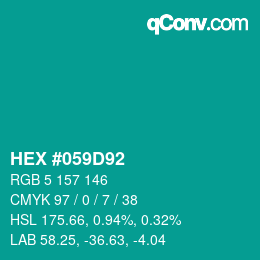 Color code: HEX #059D92 | qconv.com