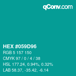 Farbcode: HEX #059D96 | qconv.com