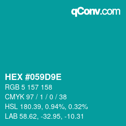 Color code: HEX #059D9E | qconv.com