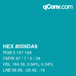Farbcode: HEX #059DA9 | qconv.com