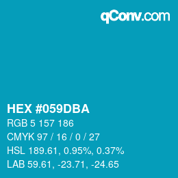 颜色代码: HEX #059DBA | qconv.com