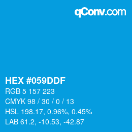 カラーコード: HEX #059DDF | qconv.com