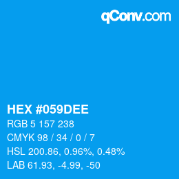 カラーコード: HEX #059DEE | qconv.com