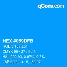 Color code: HEX #059DFB | qconv.com