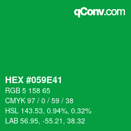 カラーコード: HEX #059E41 | qconv.com