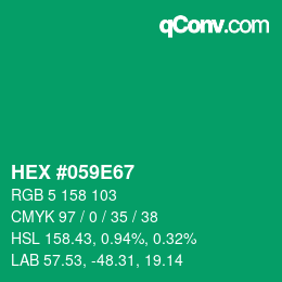 カラーコード: HEX #059E67 | qconv.com