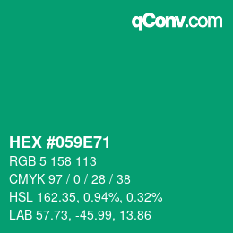 Farbcode: HEX #059E71 | qconv.com