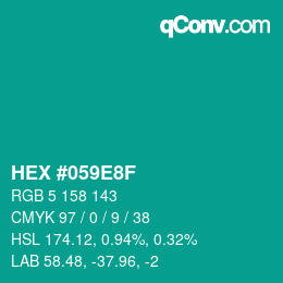 Código de color: HEX #059E8F | qconv.com