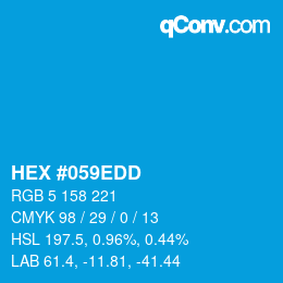 Color code: HEX #059EDD | qconv.com