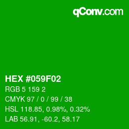 Código de color: HEX #059F02 | qconv.com