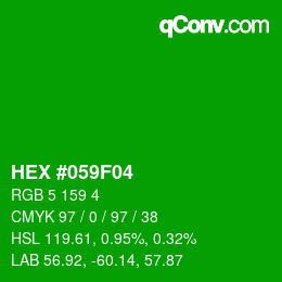 Color code: HEX #059F04 | qconv.com