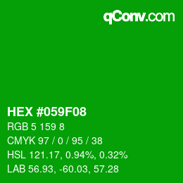 Código de color: HEX #059F08 | qconv.com