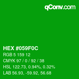 Farbcode: HEX #059F0C | qconv.com