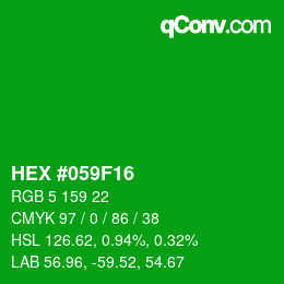 Código de color: HEX #059F16 | qconv.com