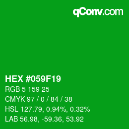 Código de color: HEX #059F19 | qconv.com