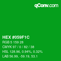 カラーコード: HEX #059F1C | qconv.com