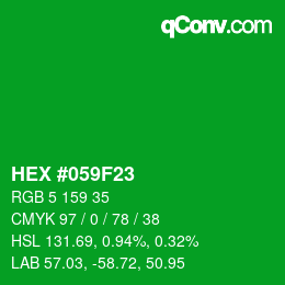 Farbcode: HEX #059F23 | qconv.com