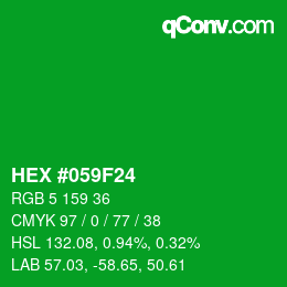 Código de color: HEX #059F24 | qconv.com