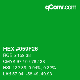 Code couleur: HEX #059F26 | qconv.com