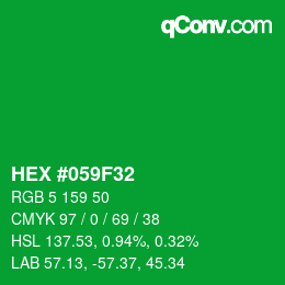Farbcode: HEX #059F32 | qconv.com
