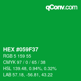 Farbcode: HEX #059F37 | qconv.com