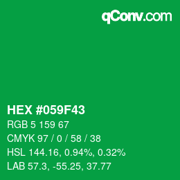 Code couleur: HEX #059F43 | qconv.com