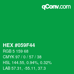 Farbcode: HEX #059F44 | qconv.com