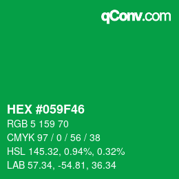 Code couleur: HEX #059F46 | qconv.com
