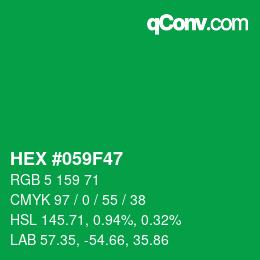 Code couleur: HEX #059F47 | qconv.com