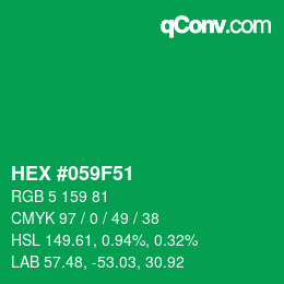 Farbcode: HEX #059F51 | qconv.com