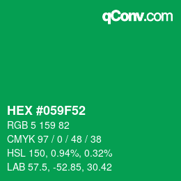 颜色代码: HEX #059F52 | qconv.com