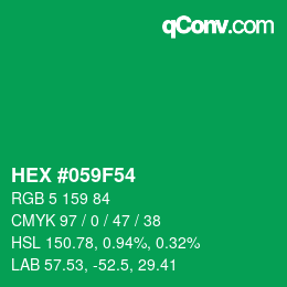 Farbcode: HEX #059F54 | qconv.com