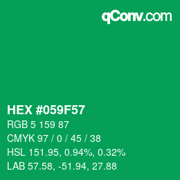 Code couleur: HEX #059F57 | qconv.com