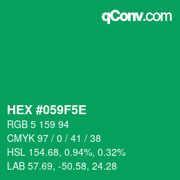 Code couleur: HEX #059F5E | qconv.com