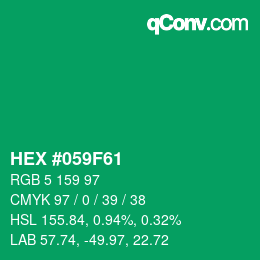Code couleur: HEX #059F61 | qconv.com