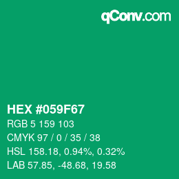 Farbcode: HEX #059F67 | qconv.com