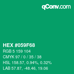 颜色代码: HEX #059F68 | qconv.com