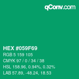 颜色代码: HEX #059F69 | qconv.com