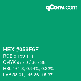 Code couleur: HEX #059F6F | qconv.com