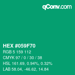 Código de color: HEX #059F70 | qconv.com