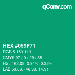颜色代码: HEX #059F71 | qconv.com